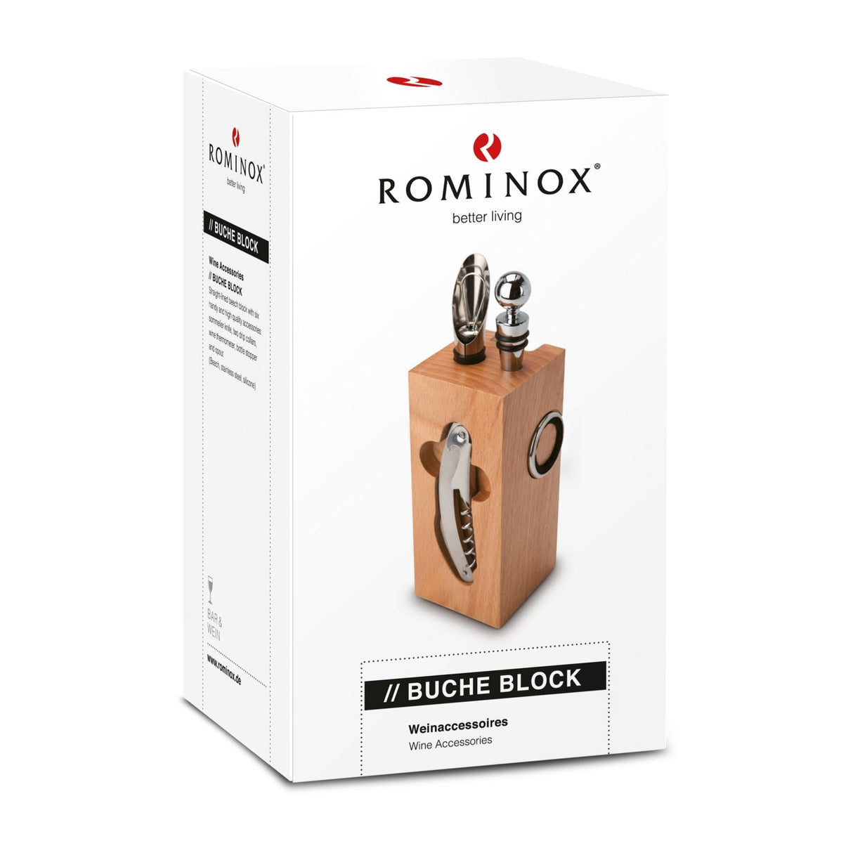 Accessoires pour le vin ROMINOX®//bloc de hêtre