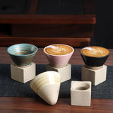 Tasse à café en céramique rétro créative, tasse à eau conique sur cube